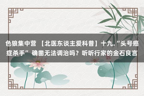 色狼集中营 【北医东谈主爱科普】十九.“头号癌症杀手” 确凿无法调治吗？听听行家的金石良言